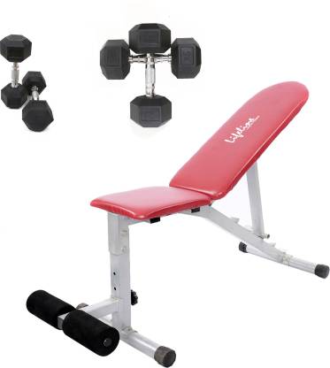 Lifeline 7.5 kg Adjustable Bench 311 Bonus With Hexa Dumbbell Set (7.5 kg , 5 kg ) Home Gym Combo