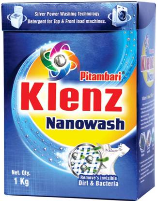 Pitambari Klenz Nano Wash Detergent Powder for Top and Front Load Machines,1Kg pack Detergent Powder (Fresh)