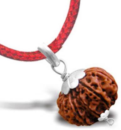 SSG Collections | 8 Mukhi/ Faced Rudraksha Pendant With Silver Coated Capping, Bead Size: 14-17mm, Indonesia/ Java Originated Rudraksh | 100% Original & Natural Rudrakash | Wood Pendant