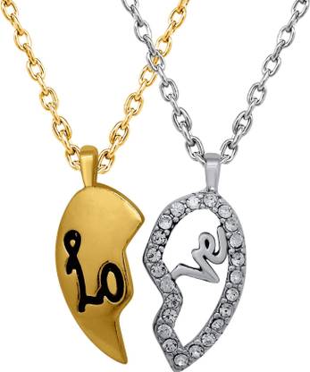 mahi Love Broken Heart Gold-plated Crystal Alloy Pendant