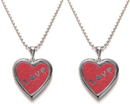 M MOD CON Couple Love Photo Frame Locket Red Pack of 2 Metal Locket