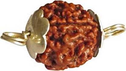 SSG Collections | 3 Mukhi/ Faced Rudraksha Pendant With Silver Coated Capping And Lab Certificate, Haridwar (India) Originated Rudraksh, Bead Size: 10-15mm | 100% Original & Natural Rudrakash | Wood Pendant