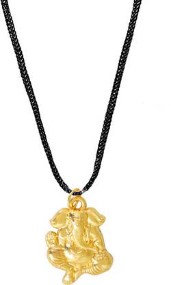 Shining Jewel Shining Jewel 24K Gold Plated Lord Ganesha Pendant with Black Cord Necklace for Men (SJ_2452) Gold-plated Brass Pendant
