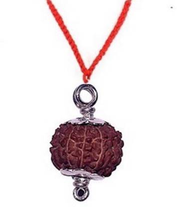 SSG Collections | 8 Mukhi/ Faced Rudraksha Pendant With Silver Coated Capping, Bead Size: 14-17mm, Indonesia/ Java Originated Rudraksh | 100% Original & Natural Rudrakash | Wood Pendant