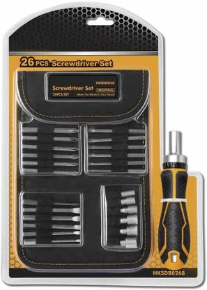 Tools Centre Industrial Premium Pro-Grade Screwdriver Bit Set with Custom Ergonomic Handle Design â Driver Bits.Sockets, Crafted of Durable, Corrosion-Resistant CR-V Steel 26 Pcs. Screwdriver Bit Set