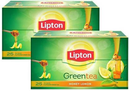 Lipton Pack of 2 (25x2=50 Tea Bag) Honey, Lemon Green Tea Bags Tetrapack