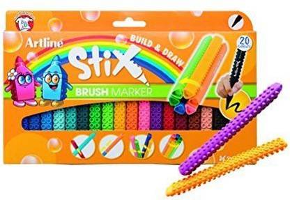 Artline Stix Brush Markers, Assorted Color Set of 20