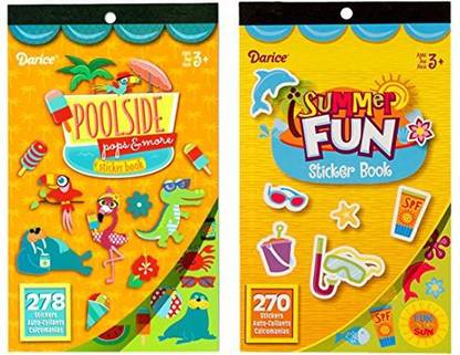 Genrc LightShine Products 2 Summer Pool Beach Theme Sticker Books for Kids with a Total of 548 Assorted Stickers