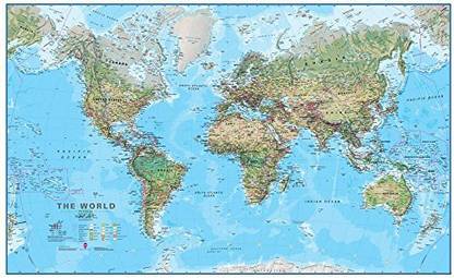 Maps International World Physical Wall Map (Laminated)
