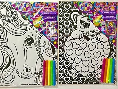 Lisa Frank Velvet Art Animal Kits (2) Horse and Tiger Include Markers