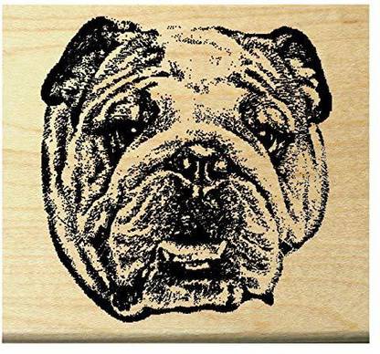 Dragonflylaser Bulldog rubber stamp WM 2.2x2.2