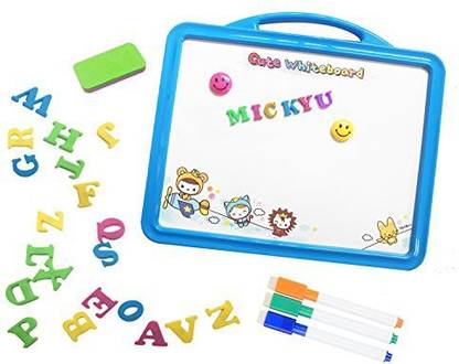 MICKYU Magnetic Whiteboard Easel with 26 Alphabet Letters & Dry Erase Marker,Kids Educational Toys Double Side Dry Erase Board P