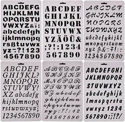 Easonove Set Of 6 Alphabet Letter And Number Drawing Painting Stencils Scale Template For Planner Notebook Diary Scrapbook Journ Set Of 6 Alphabet Letter And Number Drawing Painting Stencils Scale Template For Planner Notebook Diary Scrapbook Journ
