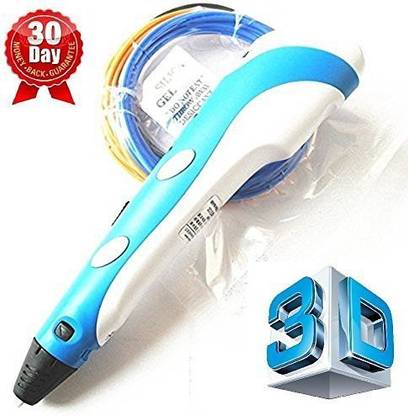 Genrc 7TECH 3D Printing Pen New Function with LCD Screen for 3D Modeling Art Design Amazon Exclusive Set-light Blue