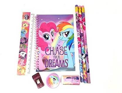 Genrc My Little Pony School Pencil, Eraser, Notebook Stationery Set- 2 Pack