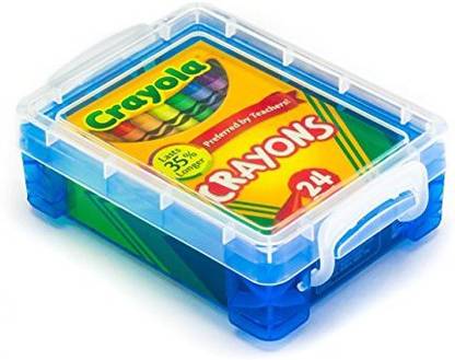 Genrc Crayola Crayons 24 Count with Blue Super Stacker Plastic Crayon Box (Bundle)
