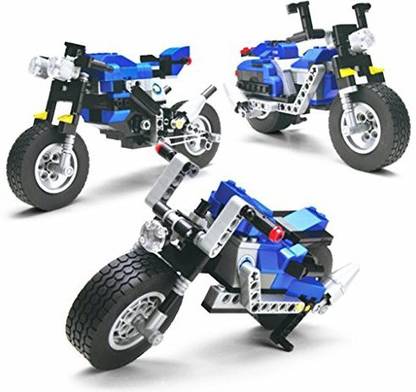 Genrc Branew 3 In 1 Blue Motorcycle Science And Technology Building Blocks Toy 240Pc Educational Blocks Set - Great Gift For Children