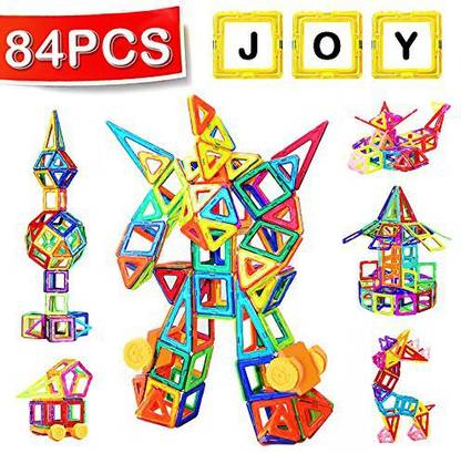 Crenova Mini Magnetic Building Blocks 84Pcs Magnetic Tiles Set Creative And Educational Toys For Toddlers/Kids With Storage Bag