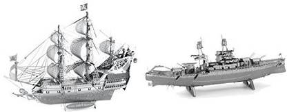 Genrc Fascinations Metal Earth Military Uss Arizona Ship 3D Metal Model Kit And Fascinations Iconx Queen Annes Revenge Ship 3D Metal M