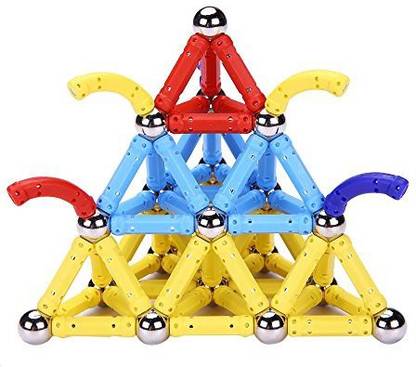 PlayMaty 136 Pieces Magnetic Toys Magnets Building Sets Link Shape Toy With Magnet Sticks For Kids Playing Stacking Game
