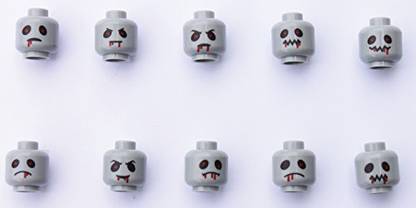 LEGO Zombie Heads Version I, One Set Of 10 Different Designs, Genuine Parts
