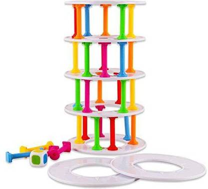 YiGooood Wobbly Tower Collapse Games Stacking Column Board Games Building Blocks Toys Educational Learning Toys Construction Set Puzzle B