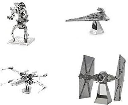 Metal Earth 3D Model Kits - Star Wars Set Of 4 - X-Wing - Destroyer Droid - Imperial Star Destroyer - Tie Fighter