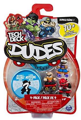 Tech Deck Dudes - 4-Pack Collectible Skater Figures With Boards (Styles And Colors May Vary)