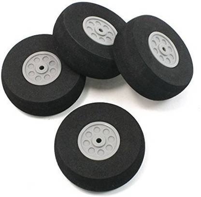 SodialR Rc Plane Wheel - Sodial(R) 4 Pcs Gray Plastic Hub Black Foam Wheel 55Mm Dia For Rc Aircraft Model Toy