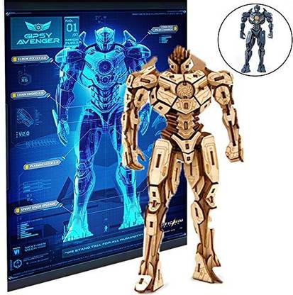 Incredibuilds Pacific Rim Uprising Gipsy Avenger Poster And 3D Wood Model Kit - Build, Paint And Collect Your Own Wooden Model - Great For Kid