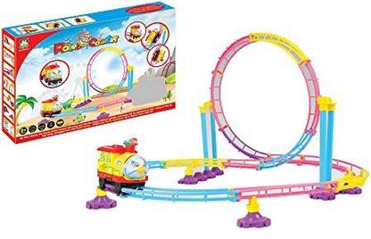 TOYLAND Theme Park Roller Coaster Toy - Train Building Set Assorted Tracks 75 Pcs - For Boys And Girls