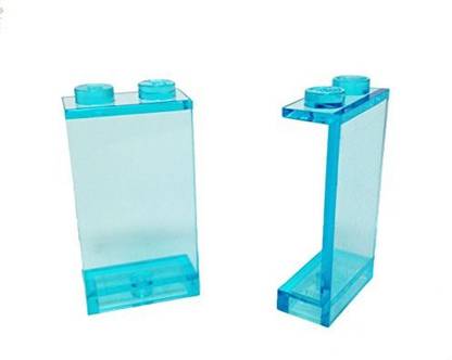 Genrc Lego Parts: Panel 1 X 2 X 3 - Solid Studs (Pack Of 2 - Transparent Light Blue)