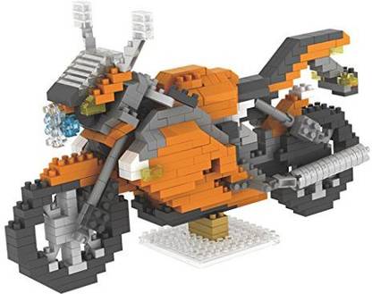 MagiDeal 3D Motorcycle Diamond Building Blocks Micro Blocks Children Educational Toys - Orange, Building Block (L X H): 8 X 5 Mm