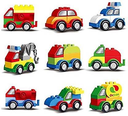 Prextex 60 Pieces Build Your Own Toy Cars Set Building Blocks Building Bricks