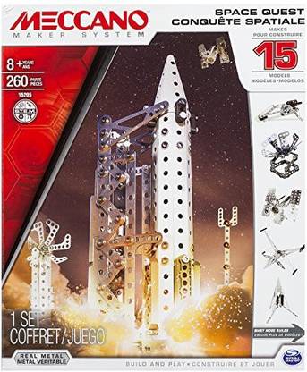 Meccano Space Quest Set, 15 Model Building Set, 260 Pieces, For Ages 8+, Stem Construction Education Toy