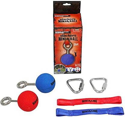 Slackers Ninja Ball With Hardware (2 Piece), Red/Blue, 2.5"
