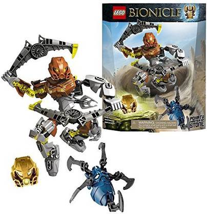 Bionicle Lego Year 2015 Series 7 Inch Tall Figure Set #70785 - Pohatu Master Of Stone With Mask, 2 Convertible Jeterangs Stormerang Weapo