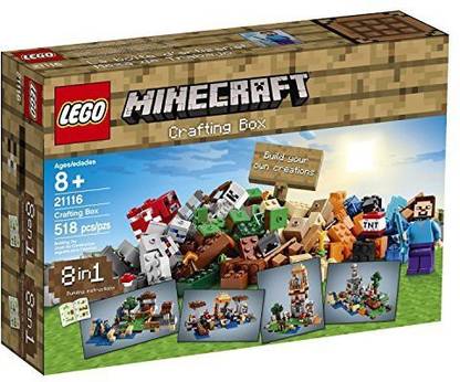 LEGO Building Block Minecraft (8 In 1) Crafting Box (518Pcs) Figures Toys