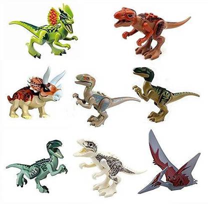 Dinosaur Building Blocks (8 Pack) Abs Dino Action Figures Models, Jurassic World Bricks Toys For Kids