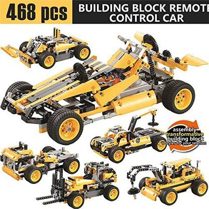 Genrc Samber 1:16 Diy Remote Control Car Kit Building 2-Channel Blocks Rc Vehicle Electric Toys Usb Rechargeable Assemble 120 In 1 Ava