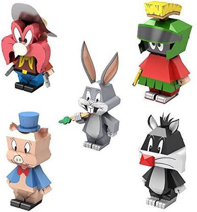 Fascinations Metal Earth 3D Metal Model Kits Looney Tunes Complete Set Of 5 - Bugs Bunny - Marvin The Martian - Yosemite Sam - Porky Pig - Sy