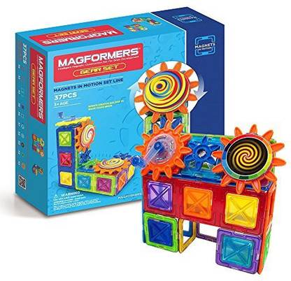 Magformers Magnets In Motion Set (37-Pieces) Magnetic Building Blocks, Educational Magnetic Tiles Kit, Magnetic Construction Stem Gear Scie