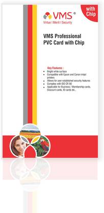 VMS Professional PVC Card with Chip (Contact IC / Smart Card) - 50 Cards Business Card