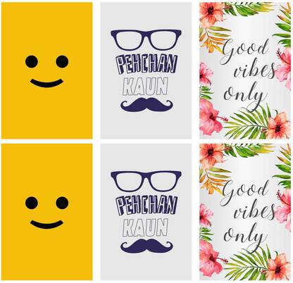 Set of 6 posters rolled in a tube with Smiley Design and Pehchan kaun? design, |Frames are not included, Home Decor and Office Designs (12 X 18 Inches) E204 Paper Print
