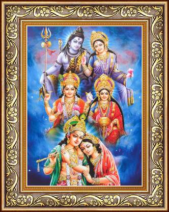 Laxmi Narayan - Shiva Parvati - Krishna Radha Paper Print