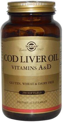 Solgar Solgar, Cod Liver Oil, Vitamins A & D, 250 Softgels