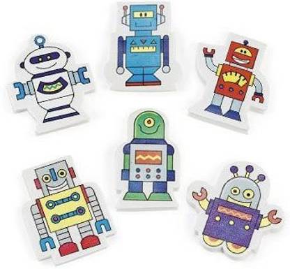 CTC Gifts Robot Erasers. Variety of Cool Designs (24 Pack) 2. Rubber.