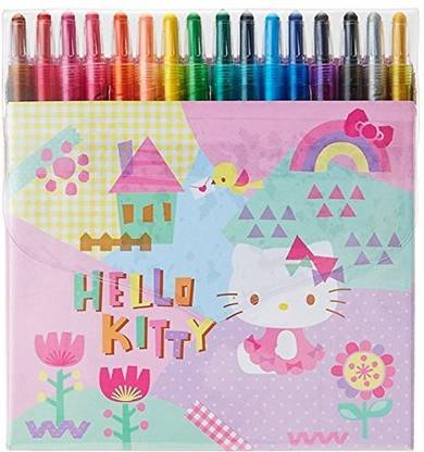Hello Kitty 16c Twist Up Crayon Set Sweet Collage
