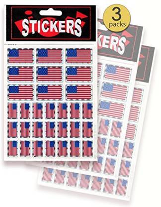 AoneFun 3 Sheets - 90 Pieces - USA Flag Stickers - American Flag Stickers - USA Flag Decals - USA Flag Seals - Shiny Prism Stick