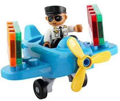 Genrc Flying Toy Plane And Pilot Figure Magnetic Tiles Expansion Toys Set Toy Airplane With Pilot Add On Sets For